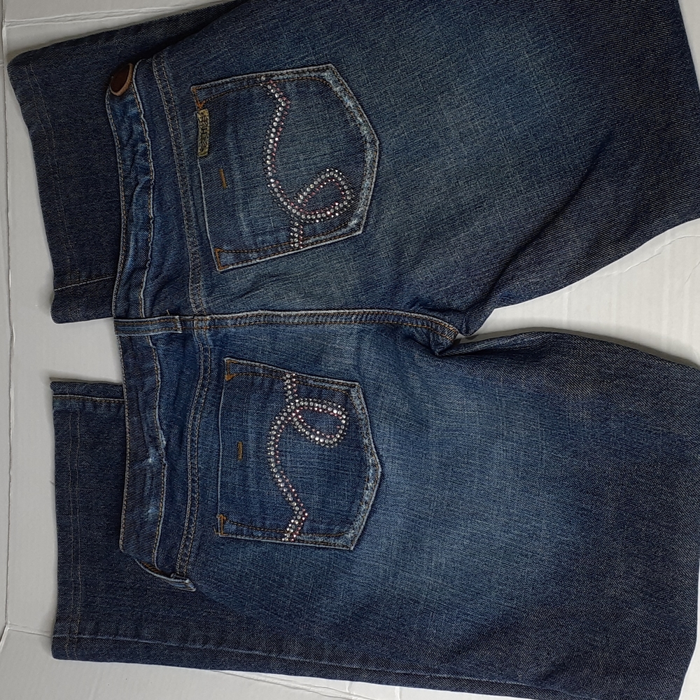 Hint Jeans Bootcut Distressed 7 Petite Blue Jeans